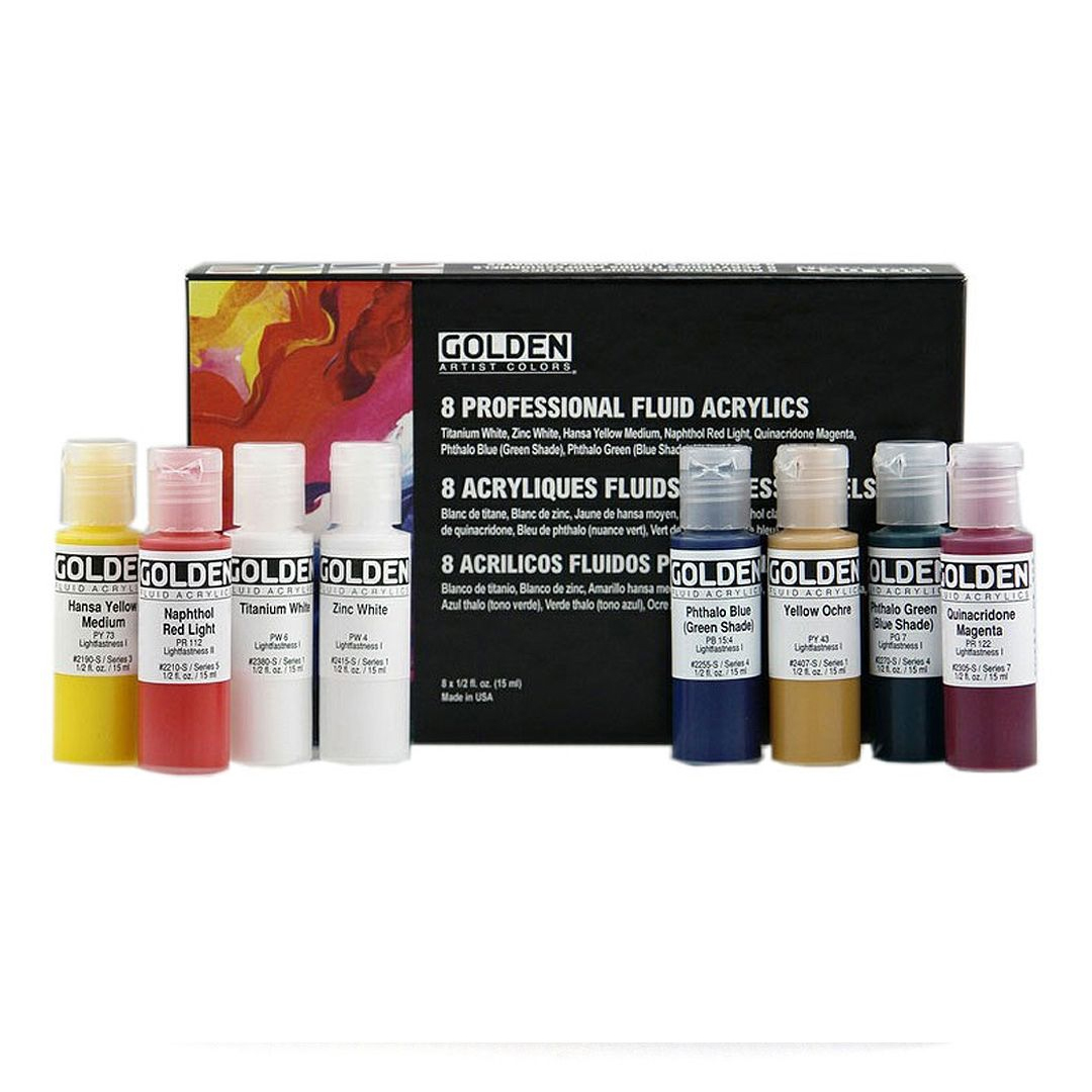 golden professional fluid acrylic set of 8